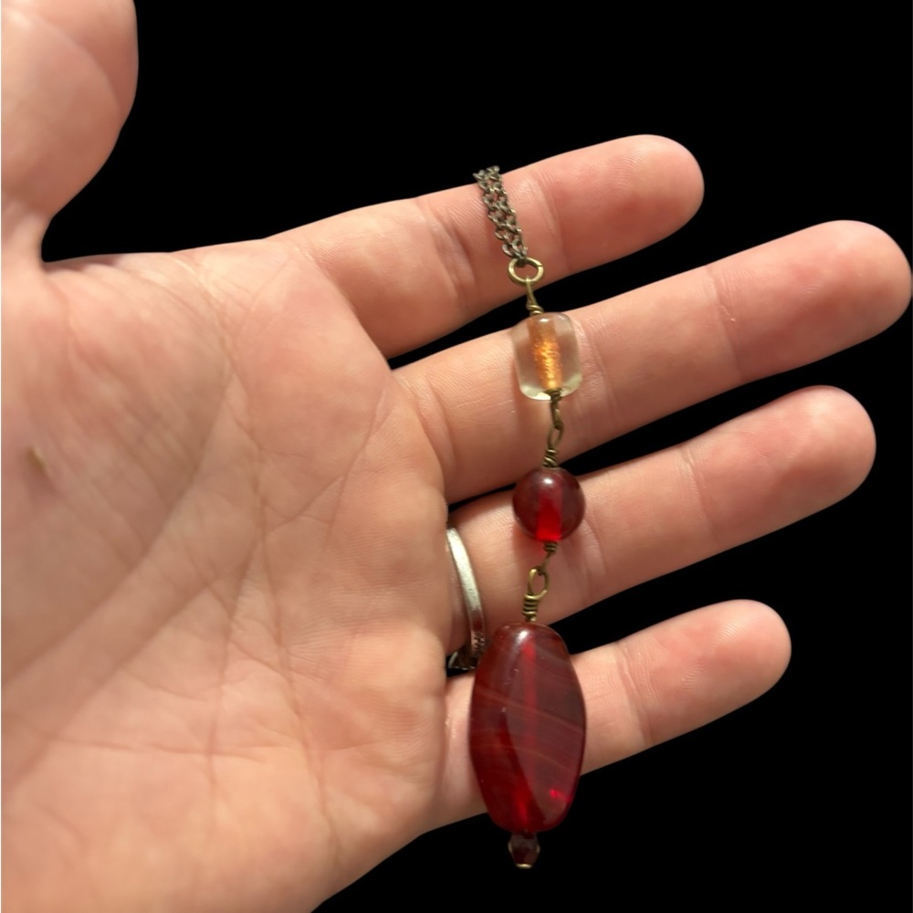 Red crystal antique Necklace